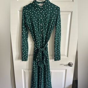 NWOT - Boden Laura Jersey Midi Shirt Dress - Emerald Night